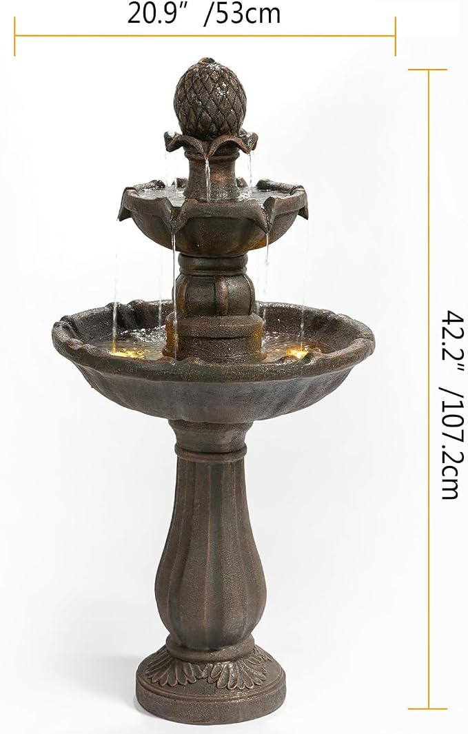 42.2-Inch 3-Tier Outdoor Water Fountain | Bronze