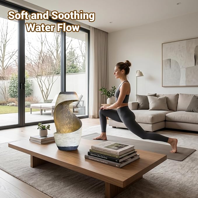 Modern Indoor Tabletop Water Fountain | S-Shaped Decor