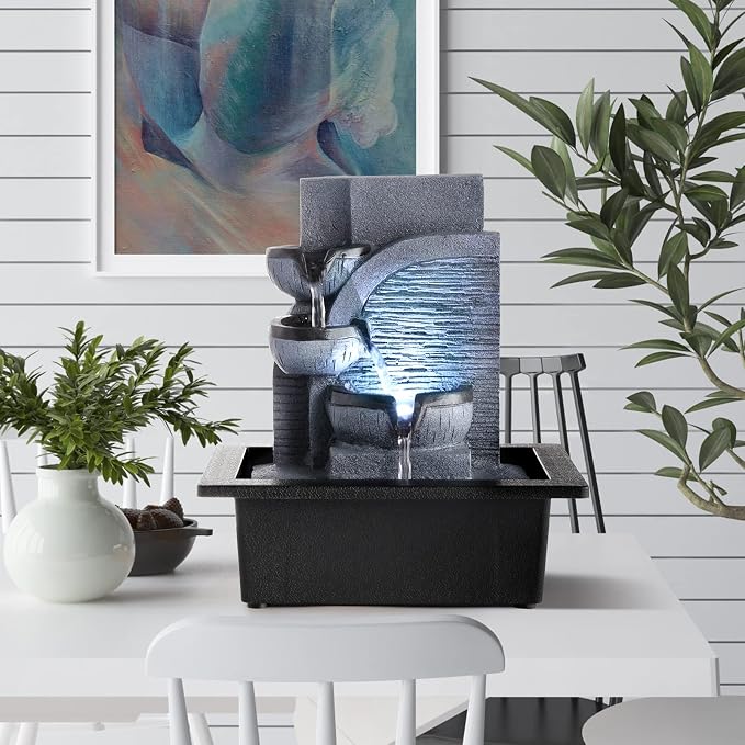 Indoor Waterfall Tabletop Fountain with LED Light