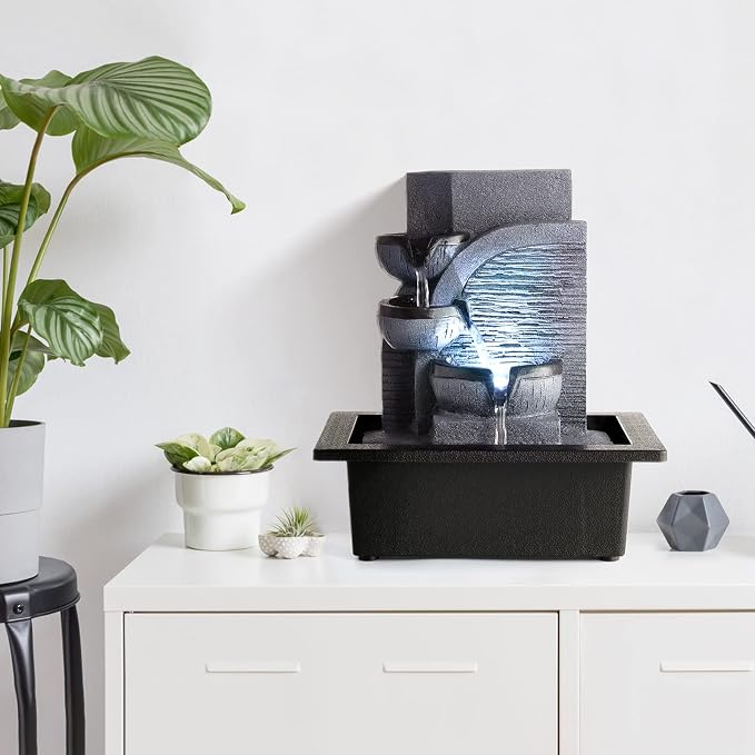 Indoor Waterfall Tabletop Fountain with LED Light