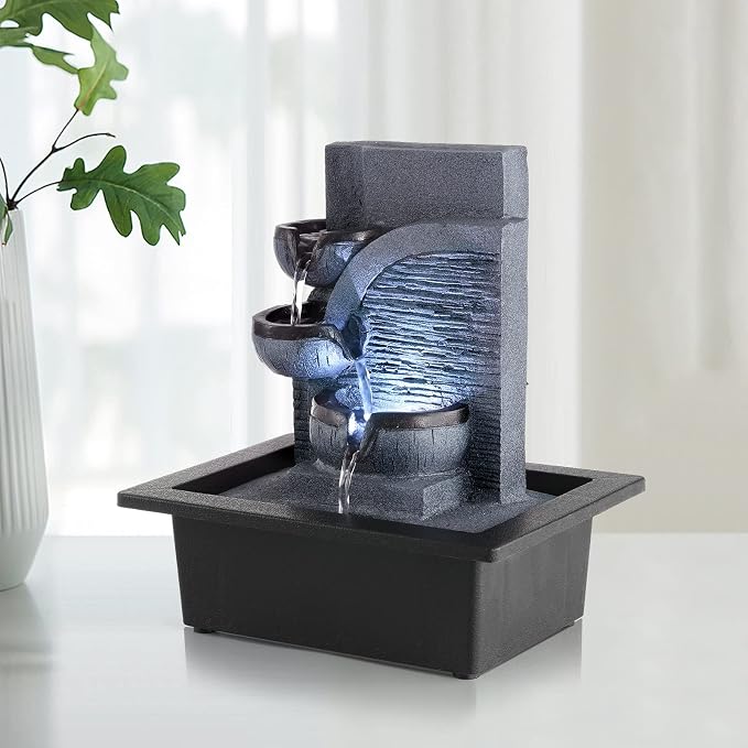 Indoor Waterfall Tabletop Fountain with LED Light