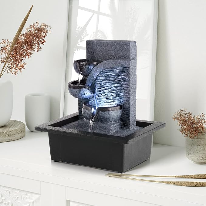 Indoor Waterfall Tabletop Fountain with LED Light